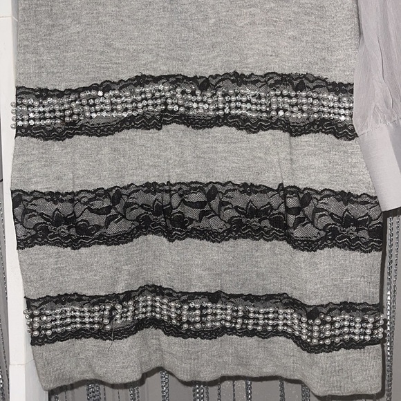Twelve by Twelve Short Length sweater Dress | Embellishment | pearls | lace - Picture 3 of 9